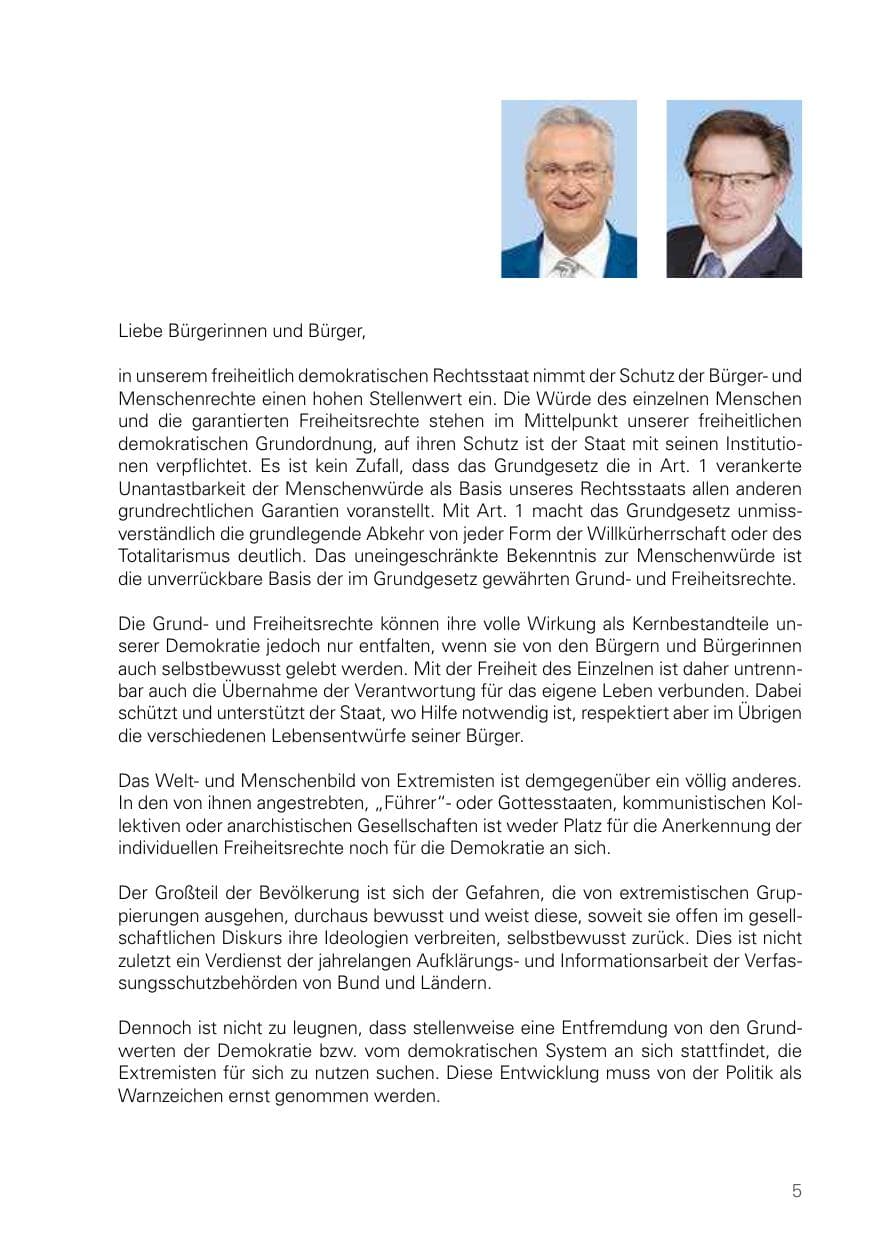 Seite 5 des Verfassungsschutzbericht 2018 Bayern