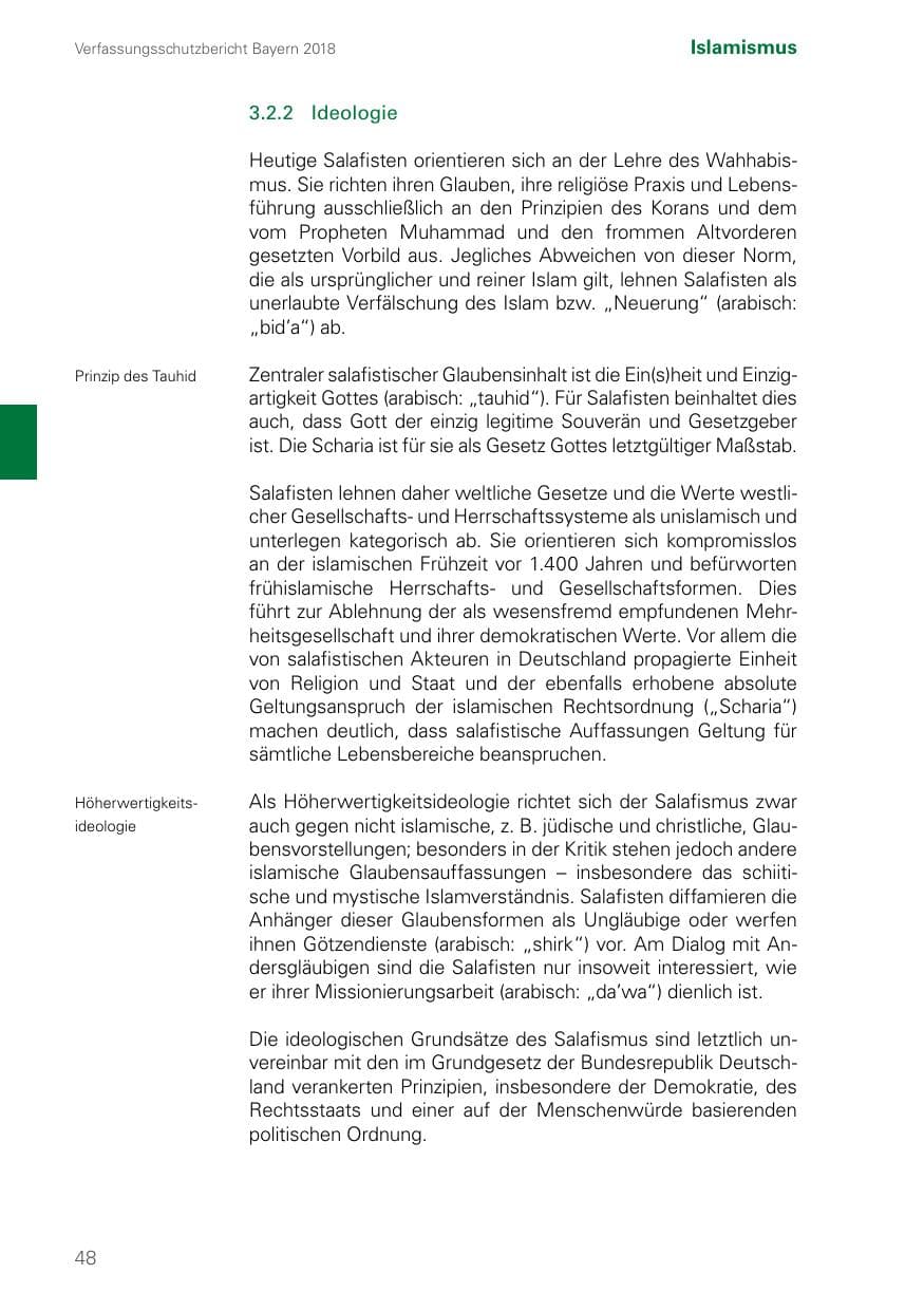Seite 48 des Verfassungsschutzbericht 2018 Bayern