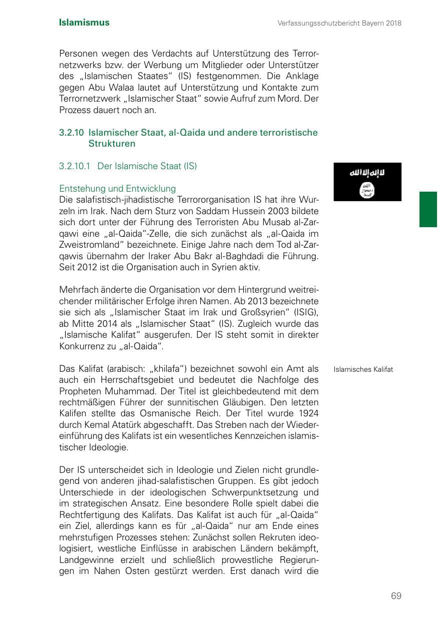 Seite 69 des Verfassungsschutzbericht 2018 Bayern