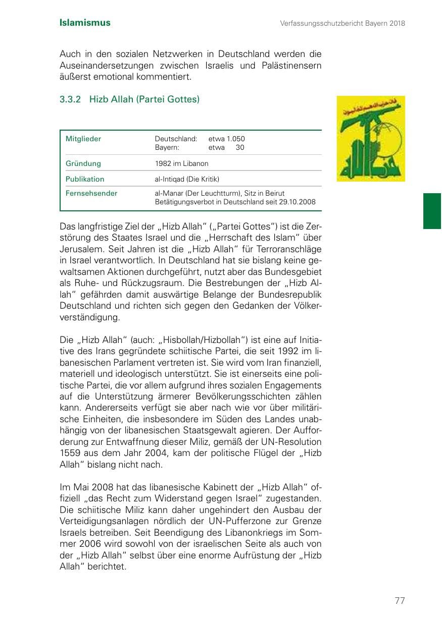 Seite 77 des Verfassungsschutzbericht 2018 Bayern