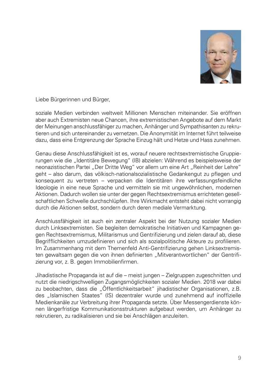 Seite 9 des Verfassungsschutzbericht 2018 Bayern