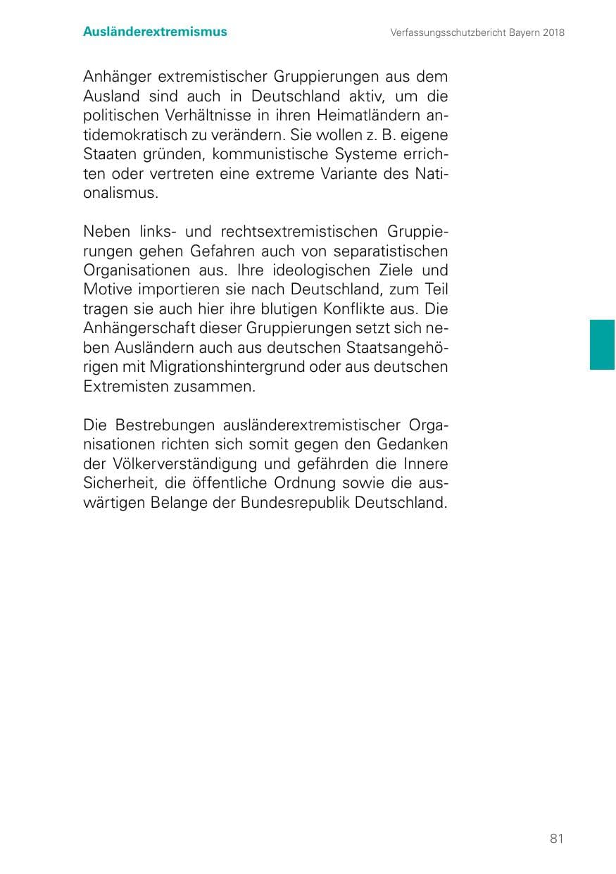 Seite 81 des Verfassungsschutzbericht 2018 Bayern