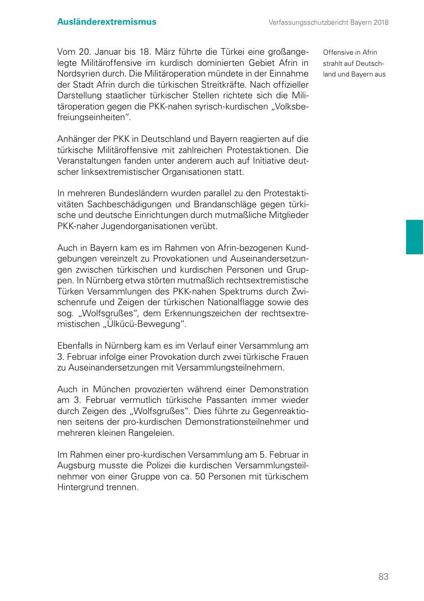 Seite 83 des Verfassungsschutzbericht 2018 Bayern