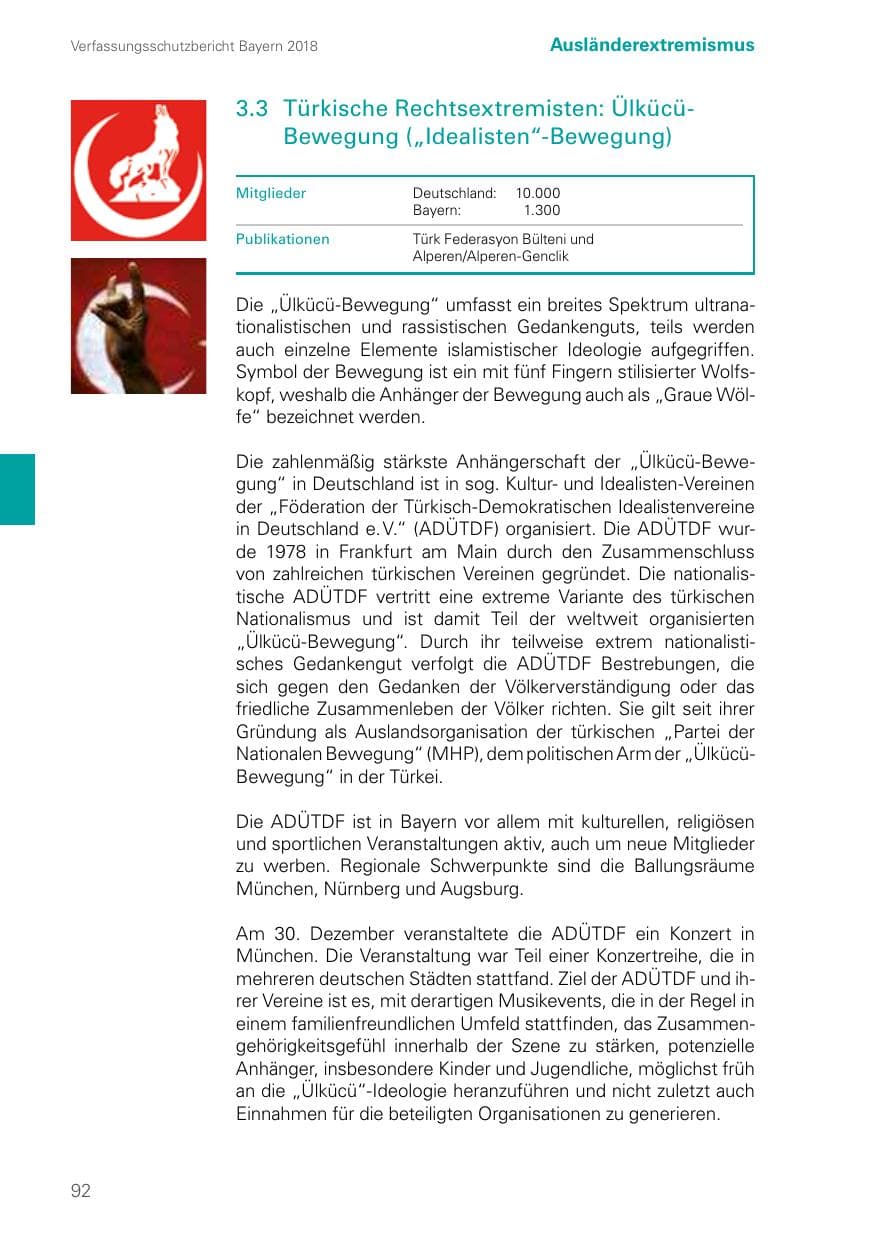 Seite 92 des Verfassungsschutzbericht 2018 Bayern