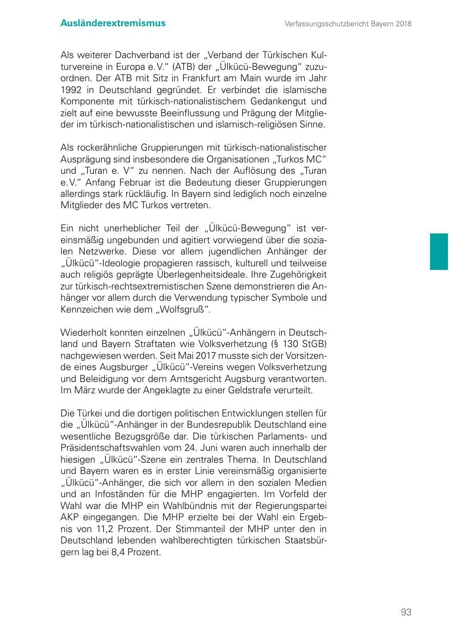 Seite 93 des Verfassungsschutzbericht 2018 Bayern