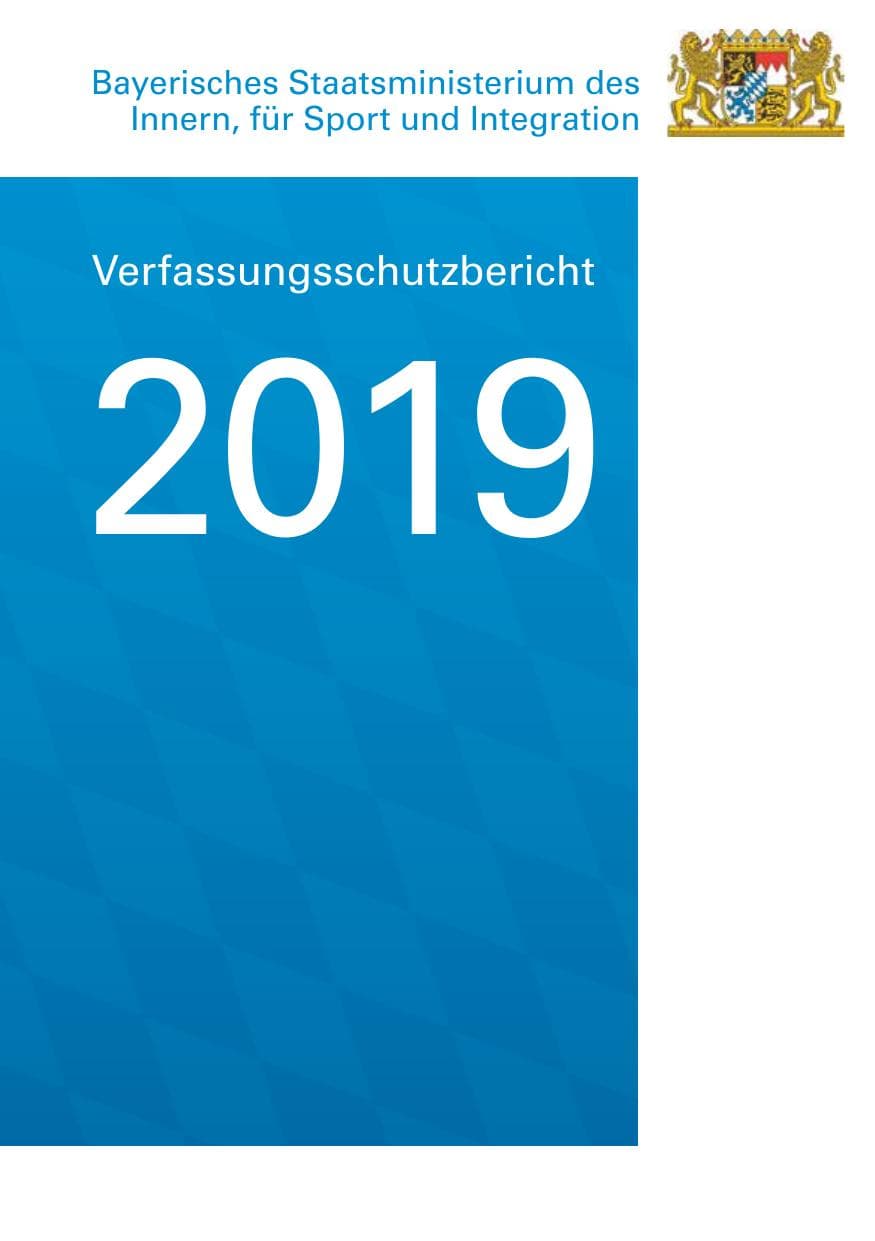 Seite 1 des Verfassungsschutzbericht 2019 Bayern