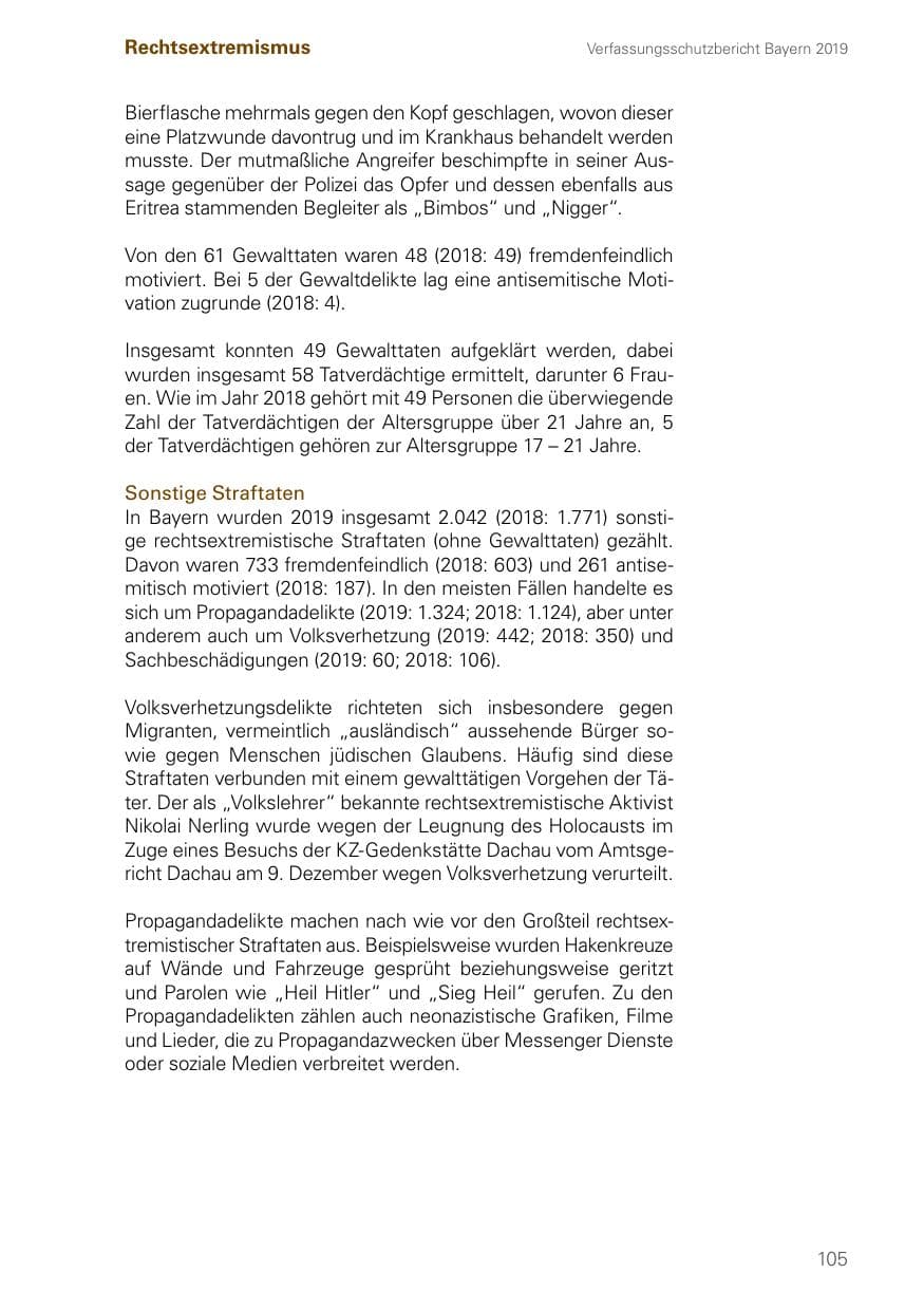 Seite 105 des Verfassungsschutzbericht 2019 Bayern