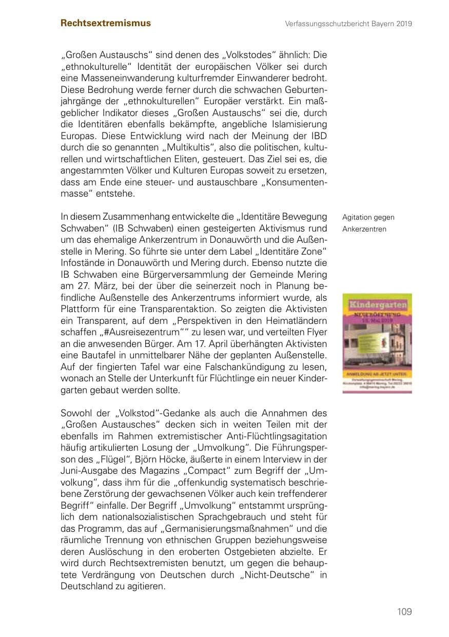 Seite 109 des Verfassungsschutzbericht 2019 Bayern