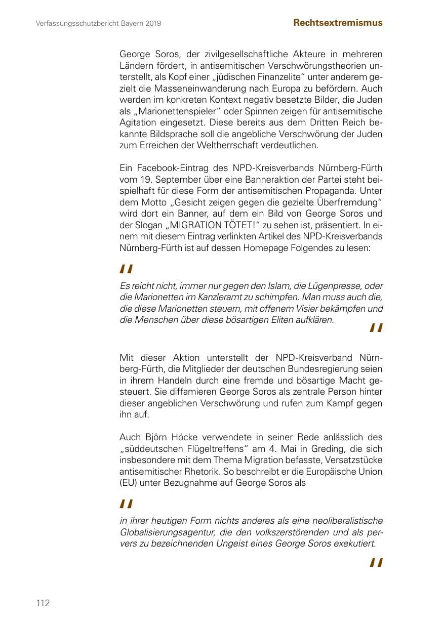 Seite 112 des Verfassungsschutzbericht 2019 Bayern