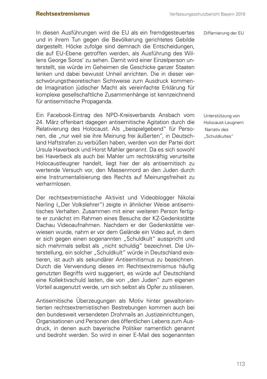 Seite 113 des Verfassungsschutzbericht 2019 Bayern