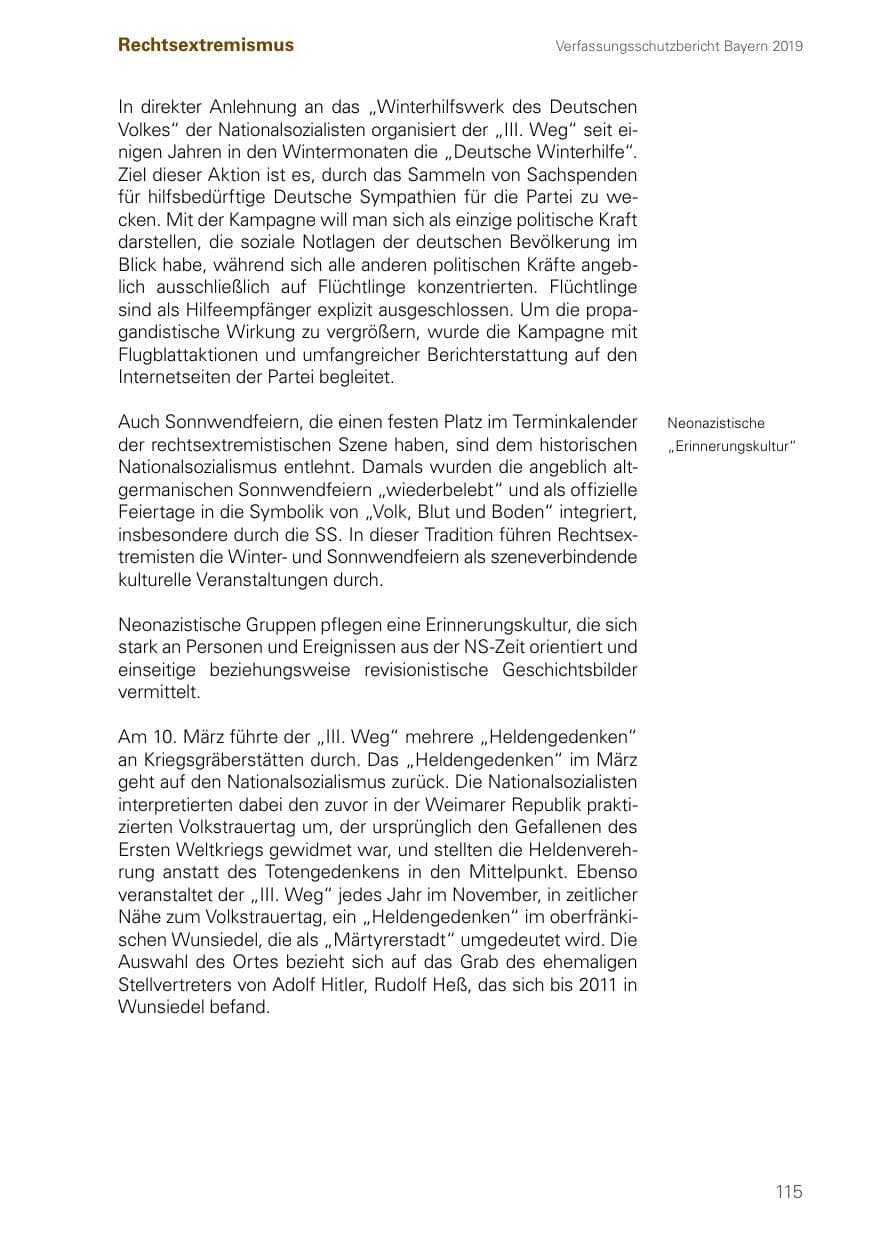 Seite 115 des Verfassungsschutzbericht 2019 Bayern