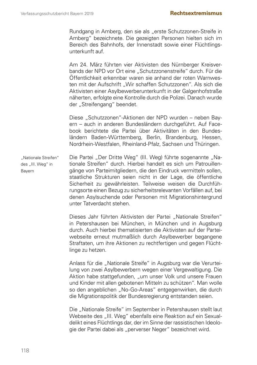 Seite 118 des Verfassungsschutzbericht 2019 Bayern