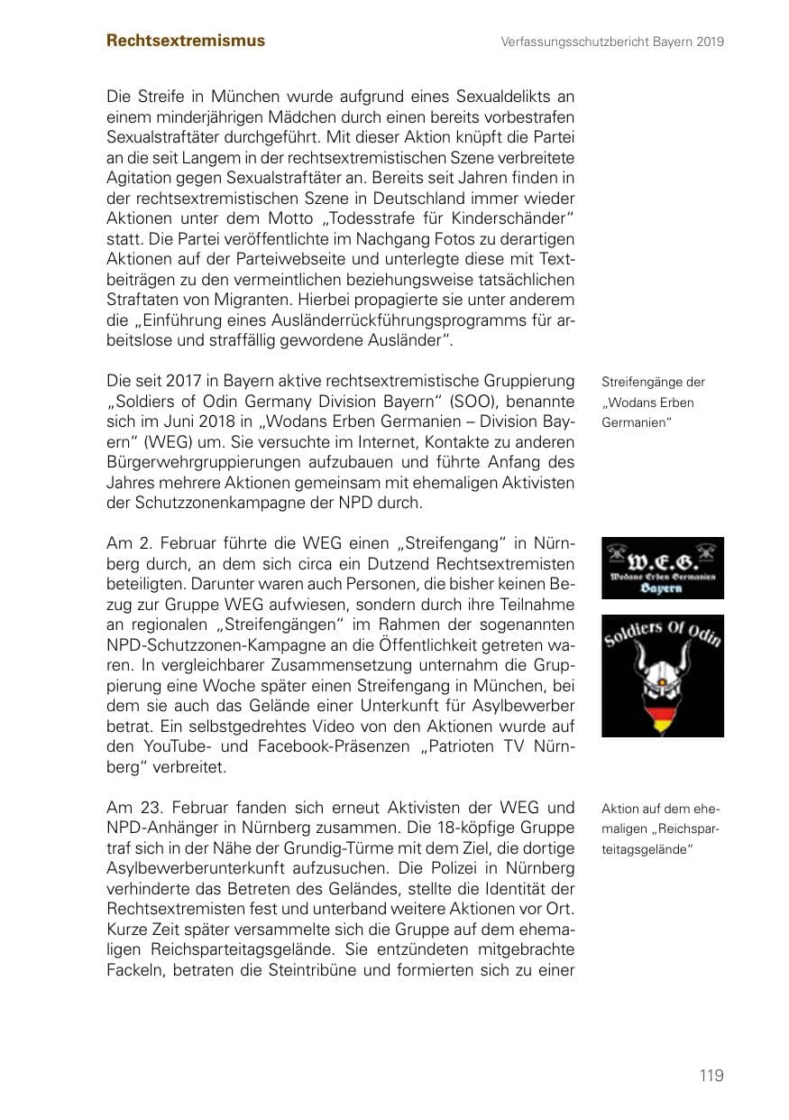 Seite 119 des Verfassungsschutzbericht 2019 Bayern