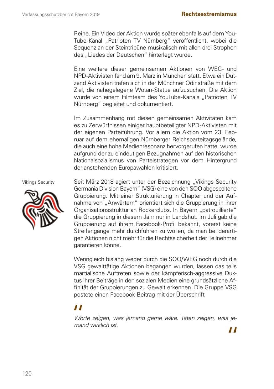 Seite 120 des Verfassungsschutzbericht 2019 Bayern