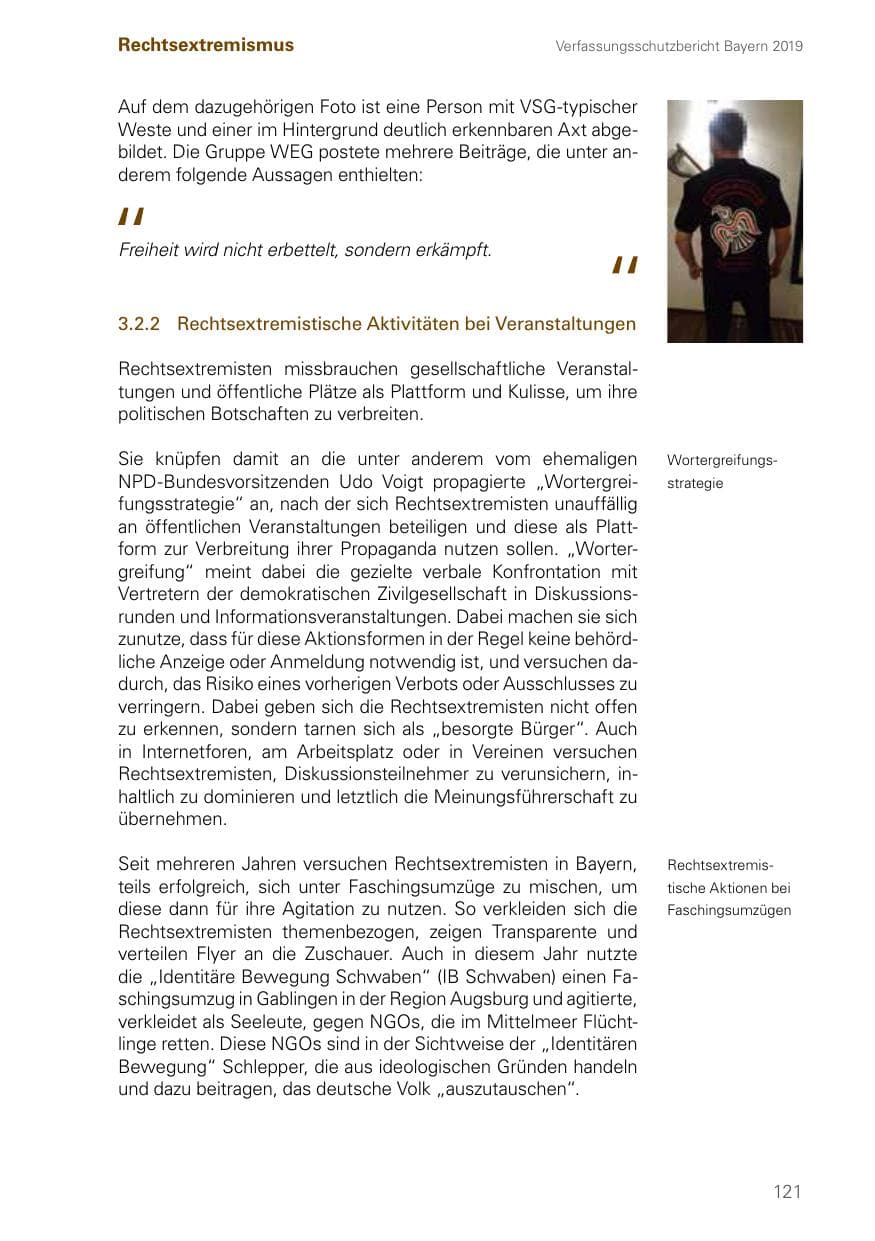 Seite 121 des Verfassungsschutzbericht 2019 Bayern