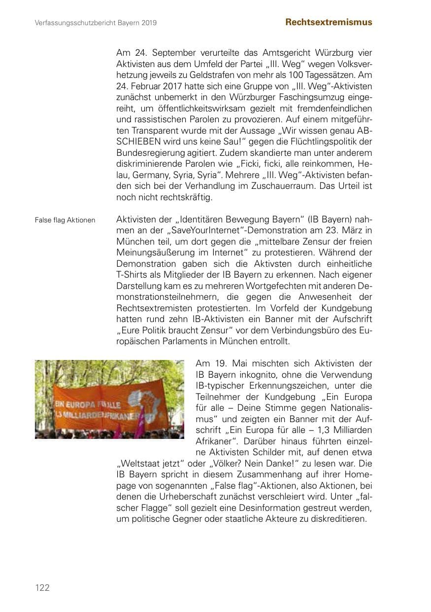 Seite 122 des Verfassungsschutzbericht 2019 Bayern