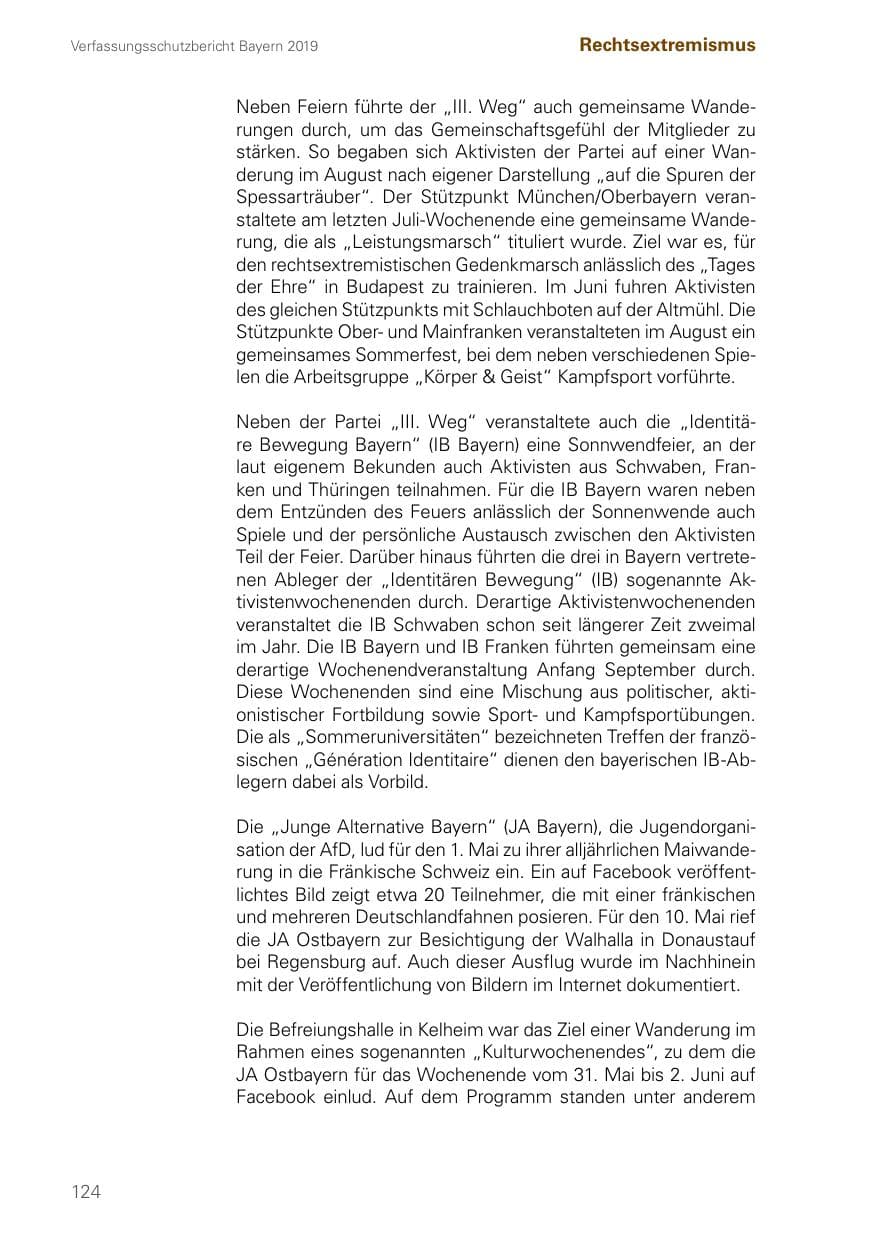 Seite 124 des Verfassungsschutzbericht 2019 Bayern
