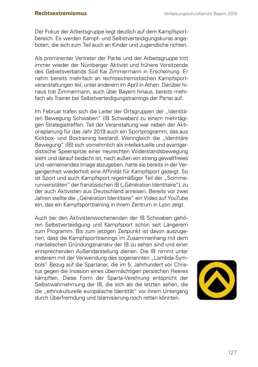 Seite 127 des Verfassungsschutzbericht 2019 Bayern