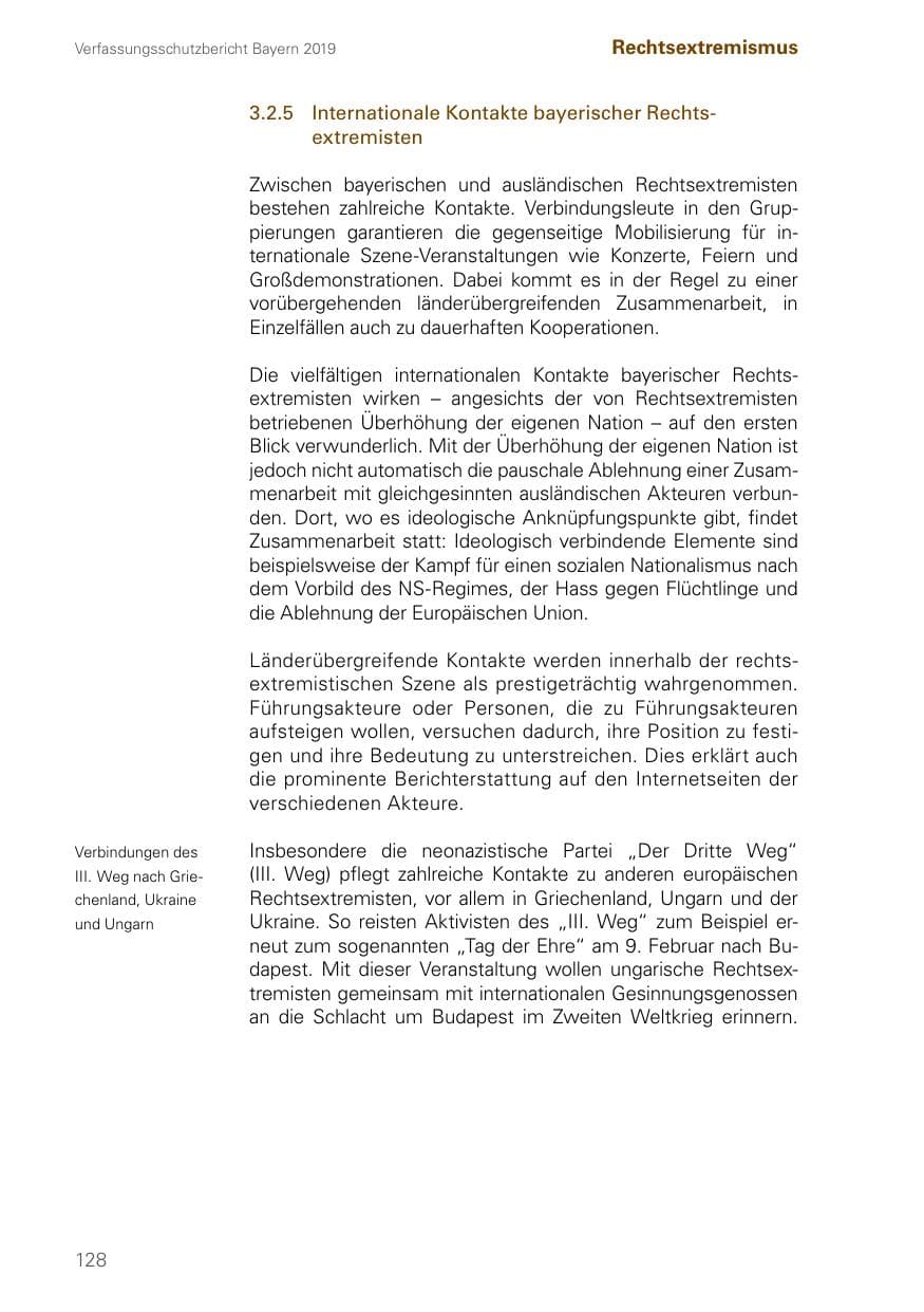 Seite 128 des Verfassungsschutzbericht 2019 Bayern
