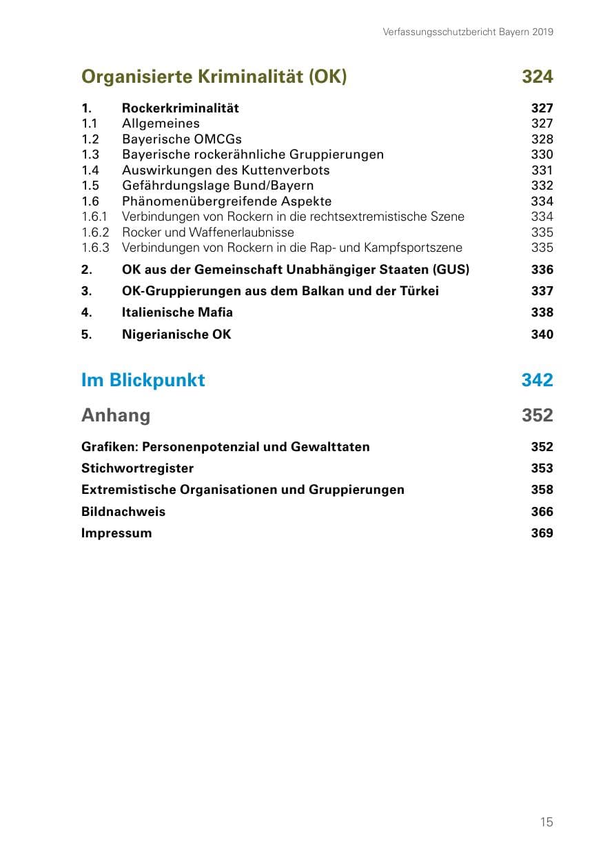 Seite 15 des Verfassungsschutzbericht 2019 Bayern