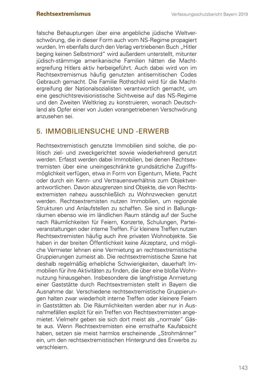 Seite 143 des Verfassungsschutzbericht 2019 Bayern