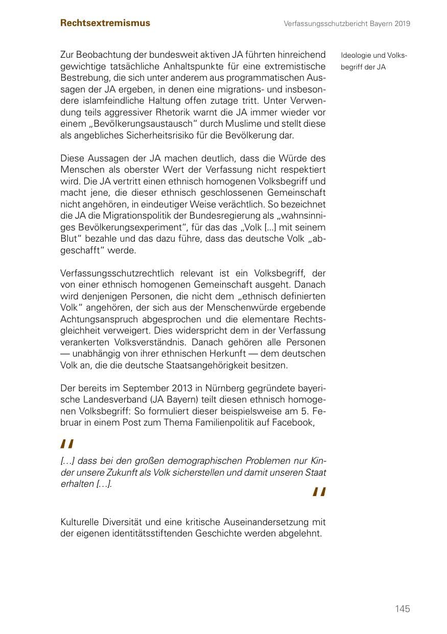 Seite 145 des Verfassungsschutzbericht 2019 Bayern