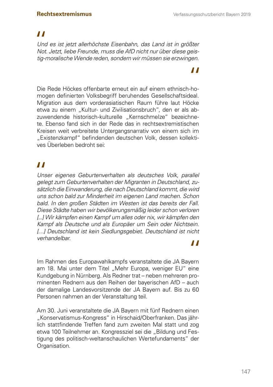 Seite 147 des Verfassungsschutzbericht 2019 Bayern