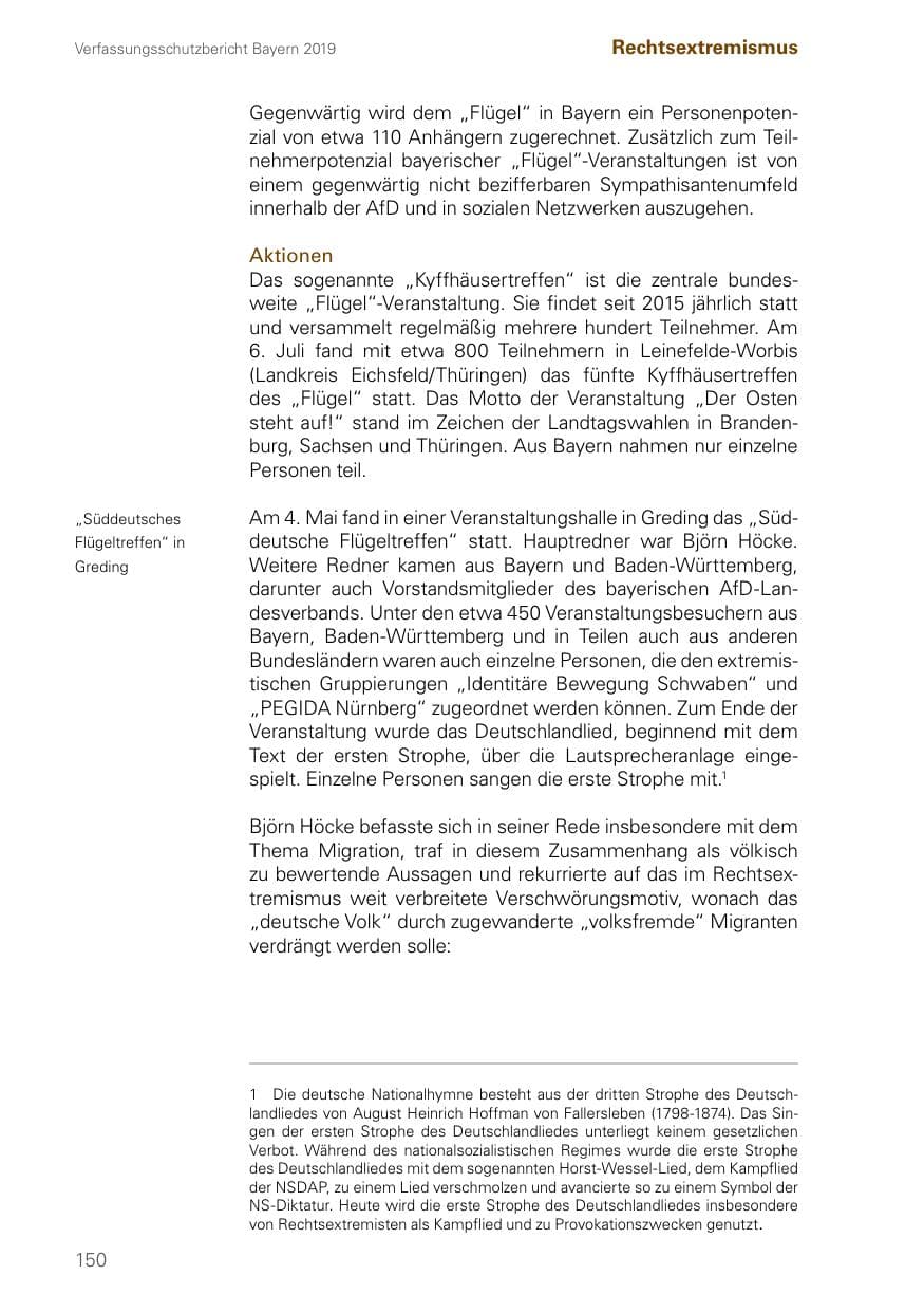 Seite 150 des Verfassungsschutzbericht 2019 Bayern