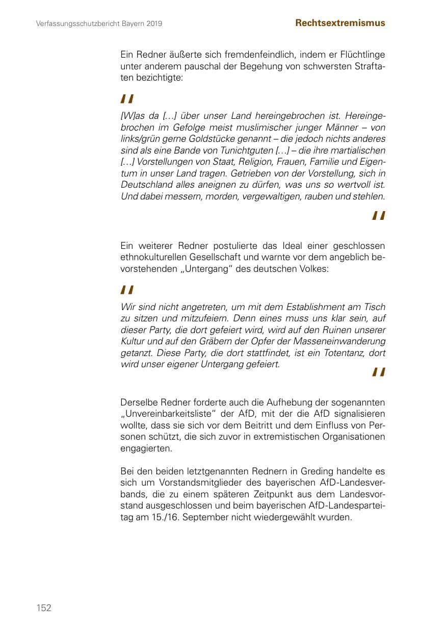 Seite 152 des Verfassungsschutzbericht 2019 Bayern