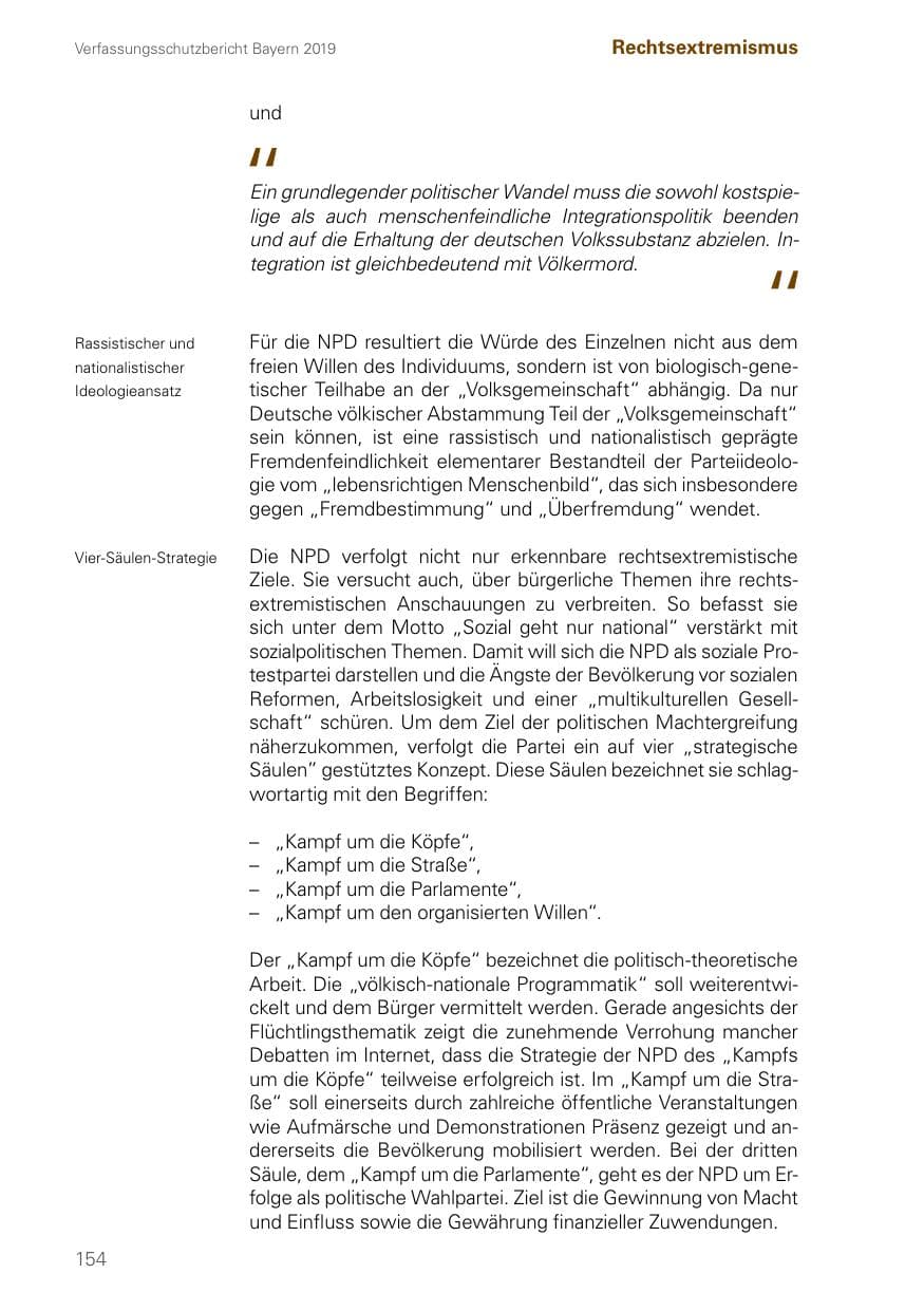 Seite 154 des Verfassungsschutzbericht 2019 Bayern