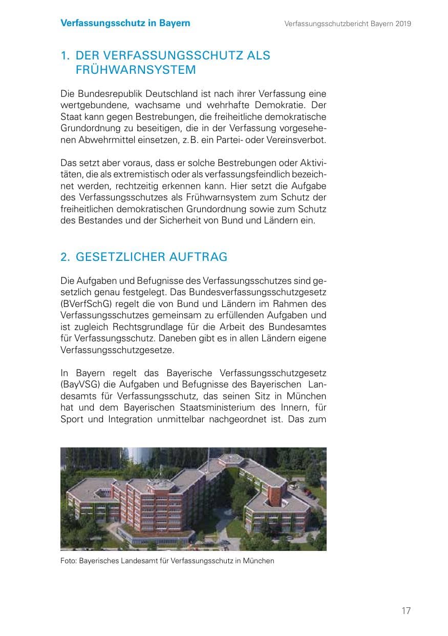 Seite 17 des Verfassungsschutzbericht 2019 Bayern