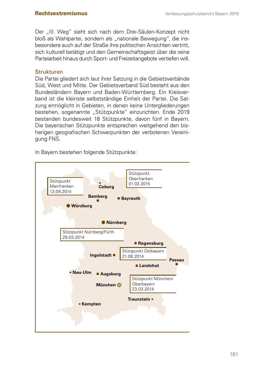 Seite 161 des Verfassungsschutzbericht 2019 Bayern
