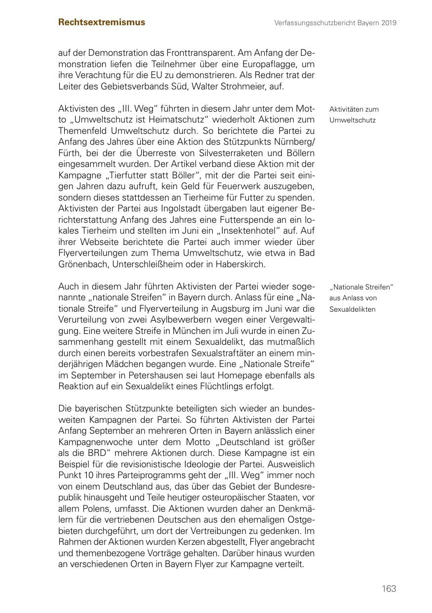 Seite 163 des Verfassungsschutzbericht 2019 Bayern