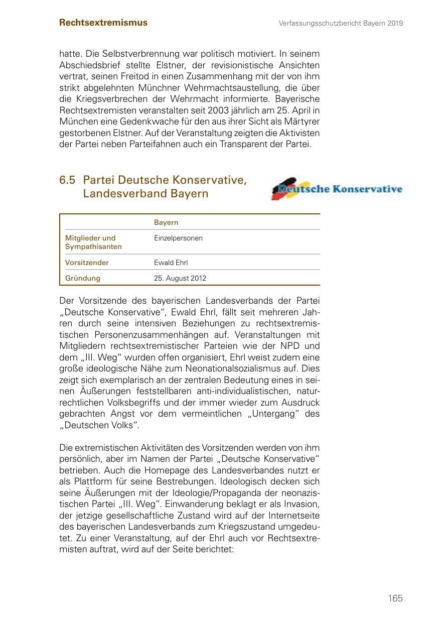 Seite 165 des Verfassungsschutzbericht 2019 Bayern
