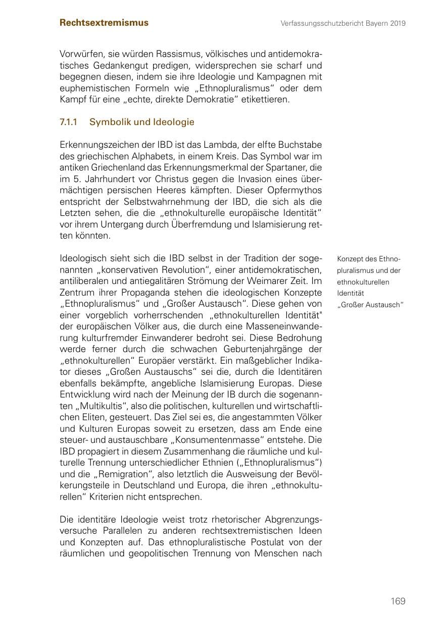 Seite 169 des Verfassungsschutzbericht 2019 Bayern