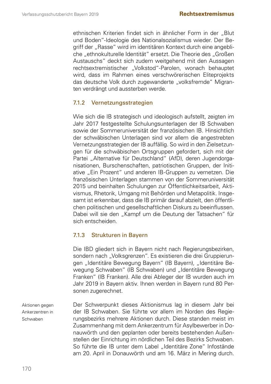 Seite 170 des Verfassungsschutzbericht 2019 Bayern