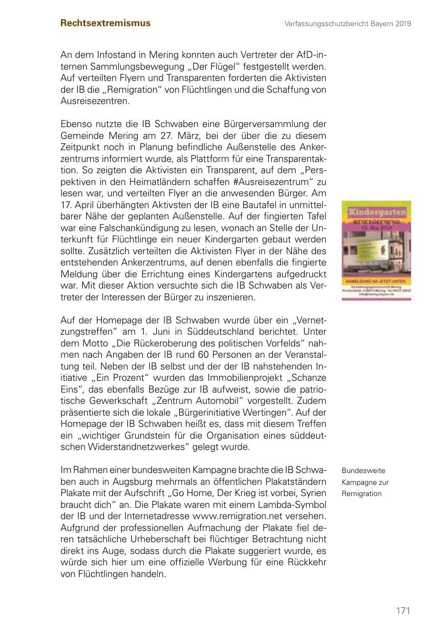 Seite 171 des Verfassungsschutzbericht 2019 Bayern