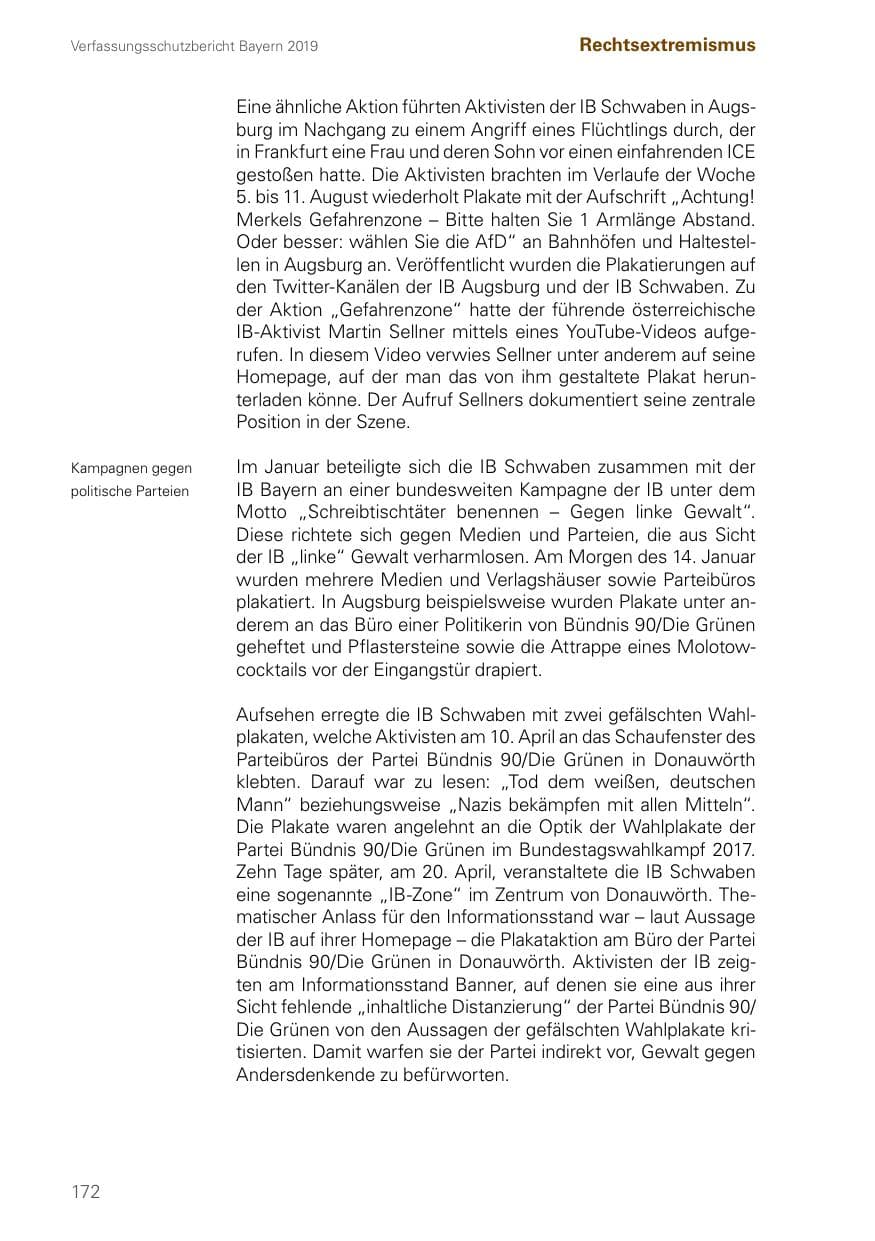 Seite 172 des Verfassungsschutzbericht 2019 Bayern