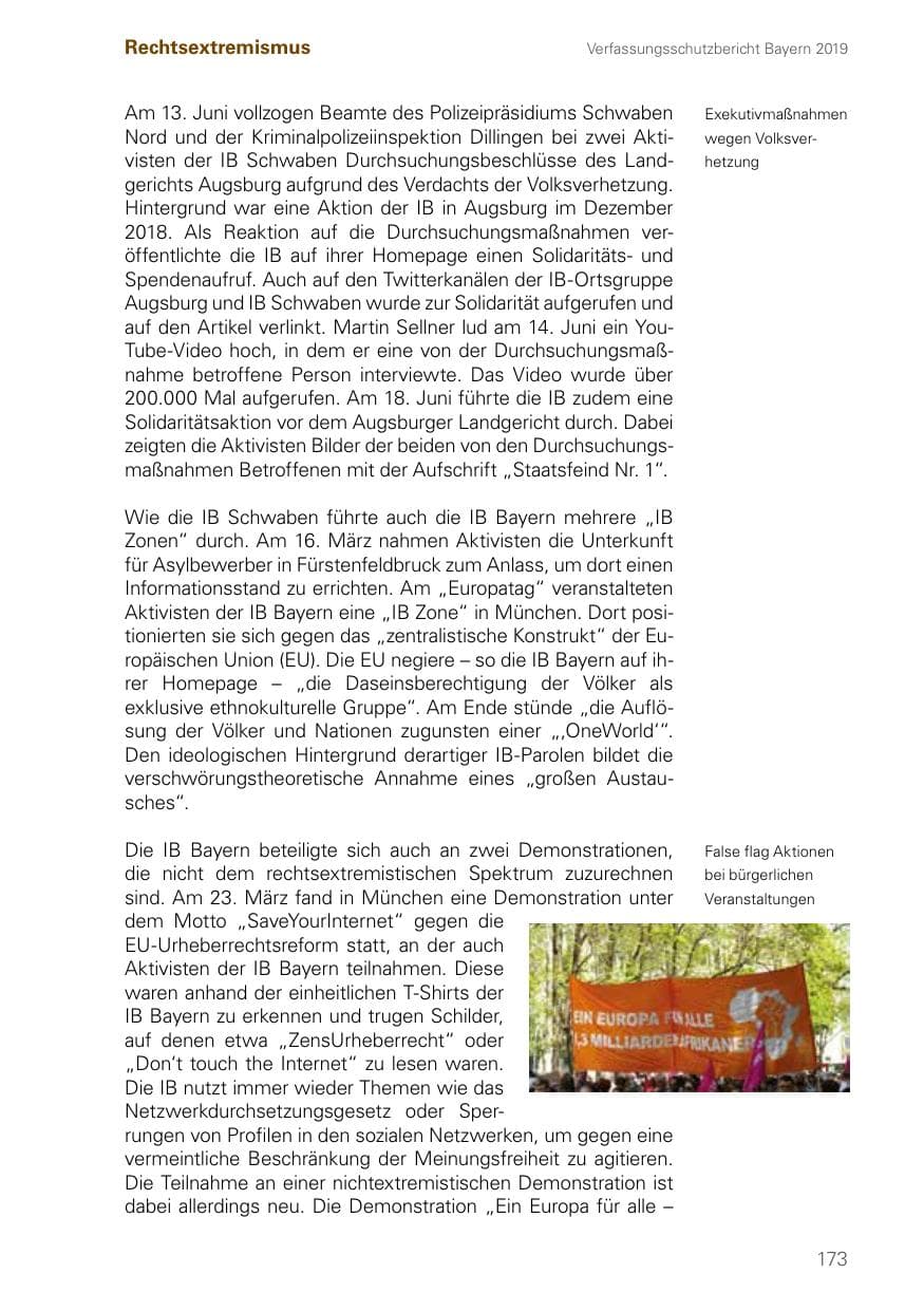 Seite 173 des Verfassungsschutzbericht 2019 Bayern