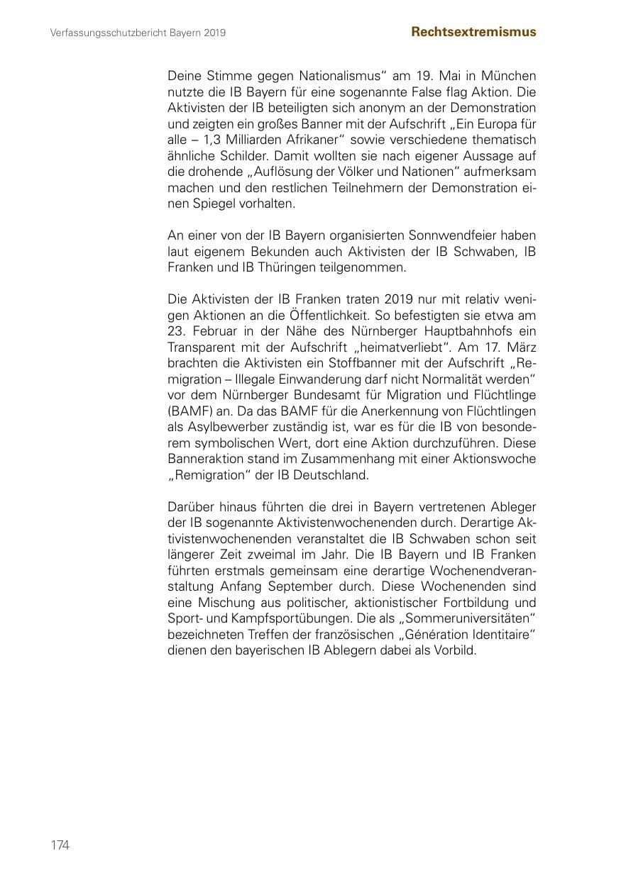 Seite 174 des Verfassungsschutzbericht 2019 Bayern