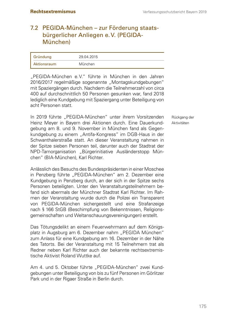 Seite 175 des Verfassungsschutzbericht 2019 Bayern