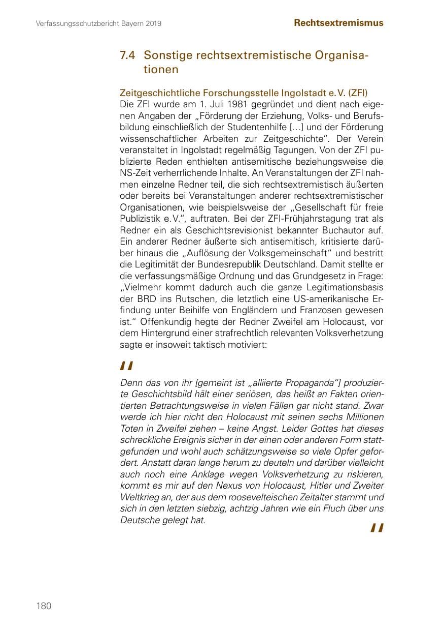 Seite 180 des Verfassungsschutzbericht 2019 Bayern
