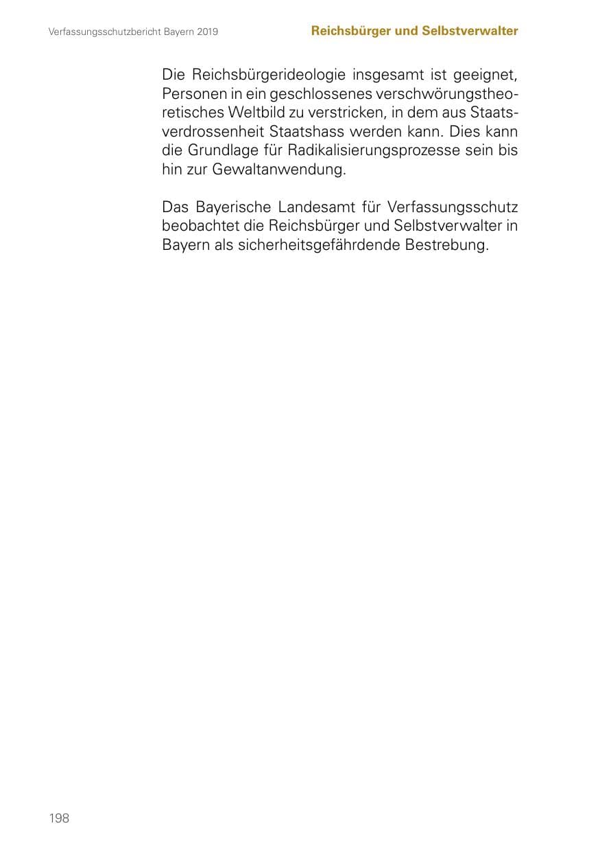 Seite 198 des Verfassungsschutzbericht 2019 Bayern
