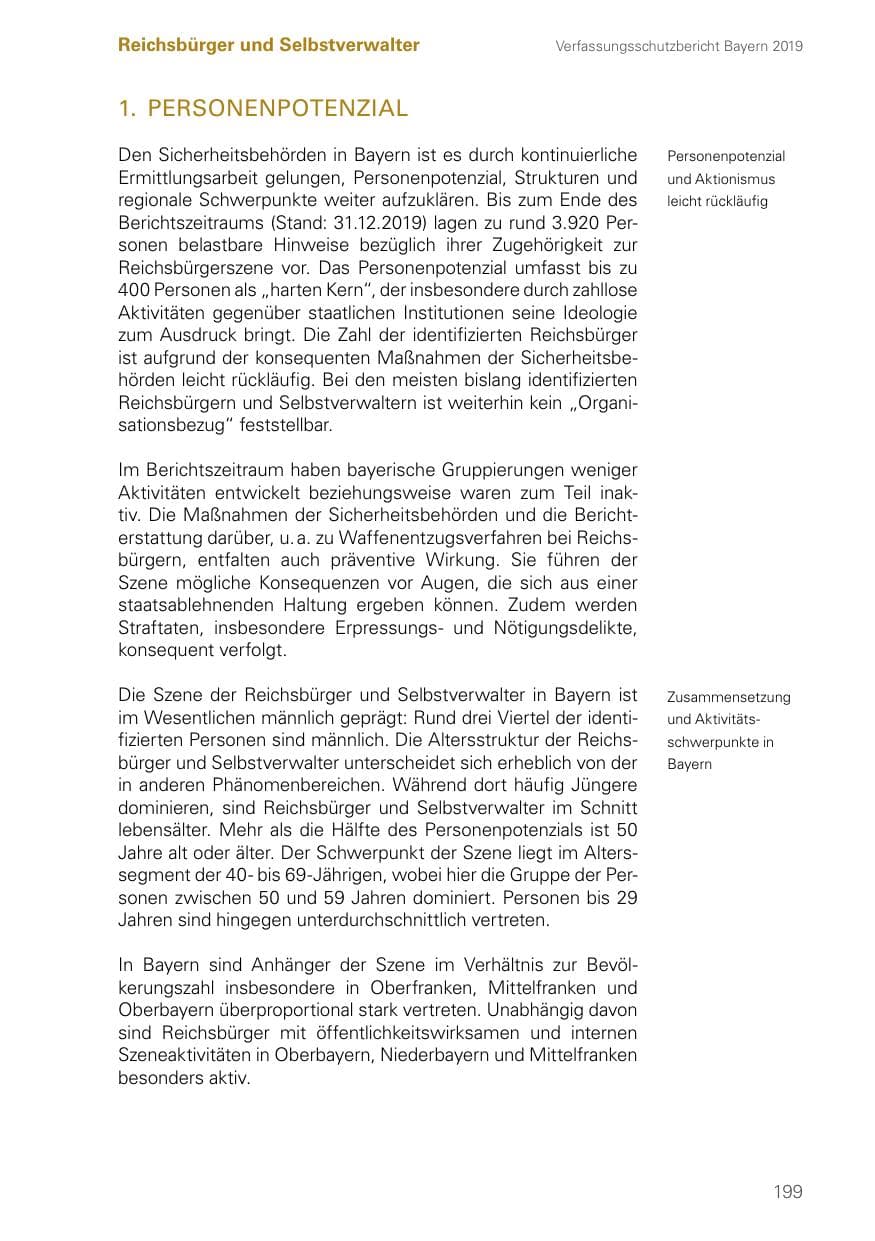 Seite 199 des Verfassungsschutzbericht 2019 Bayern