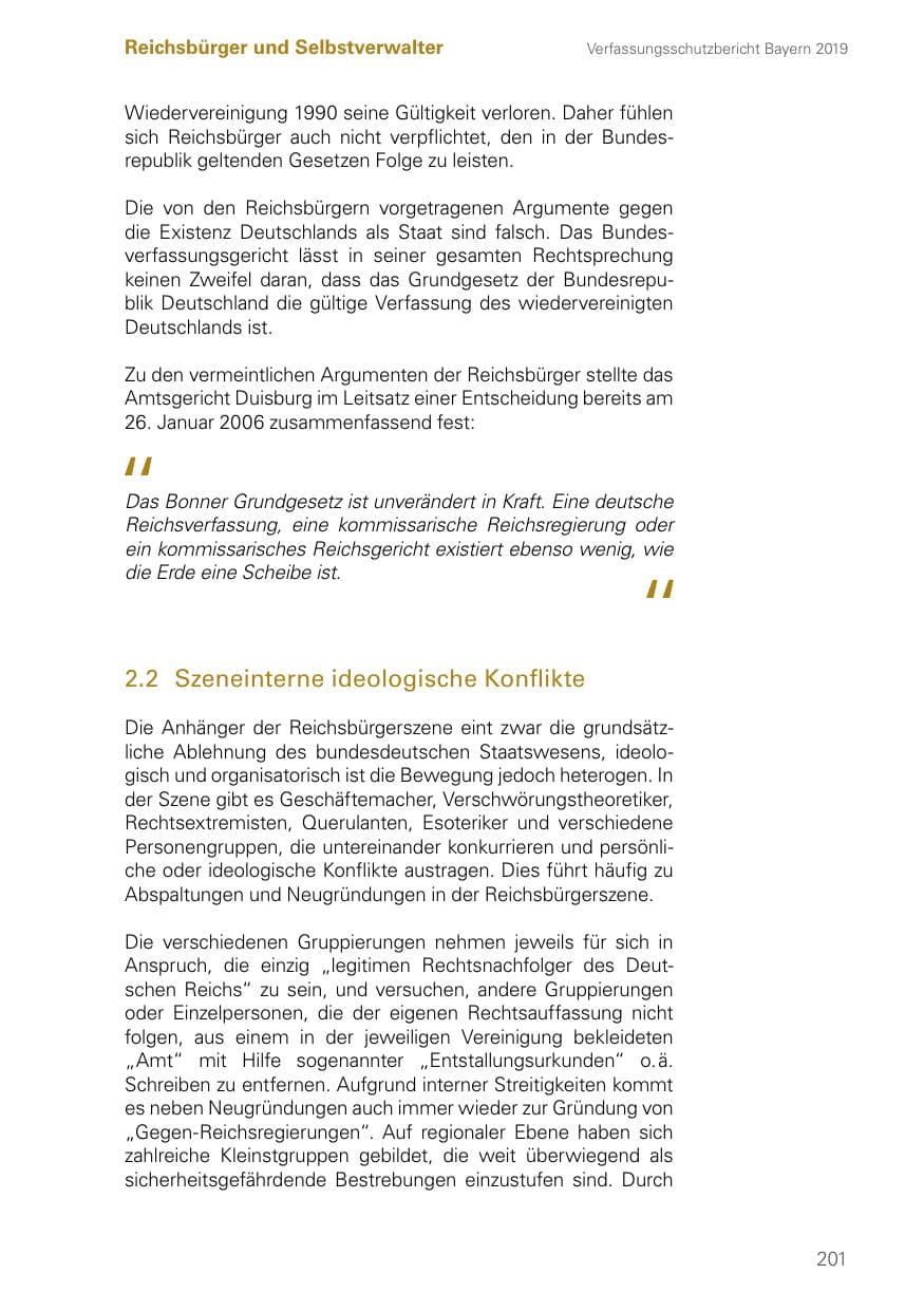 Seite 201 des Verfassungsschutzbericht 2019 Bayern