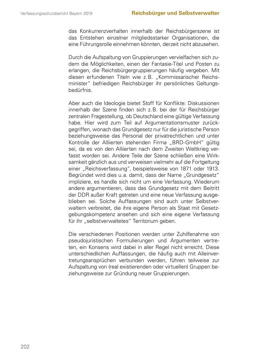 Seite 202 des Verfassungsschutzbericht 2019 Bayern