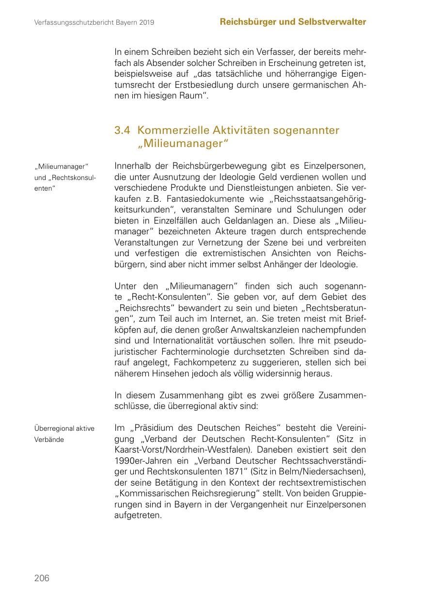 Seite 206 des Verfassungsschutzbericht 2019 Bayern