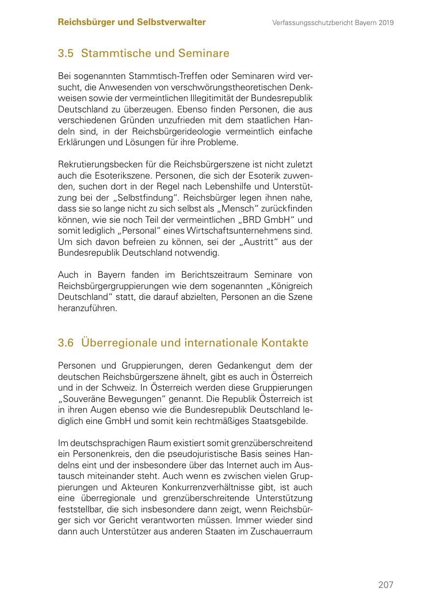 Seite 207 des Verfassungsschutzbericht 2019 Bayern