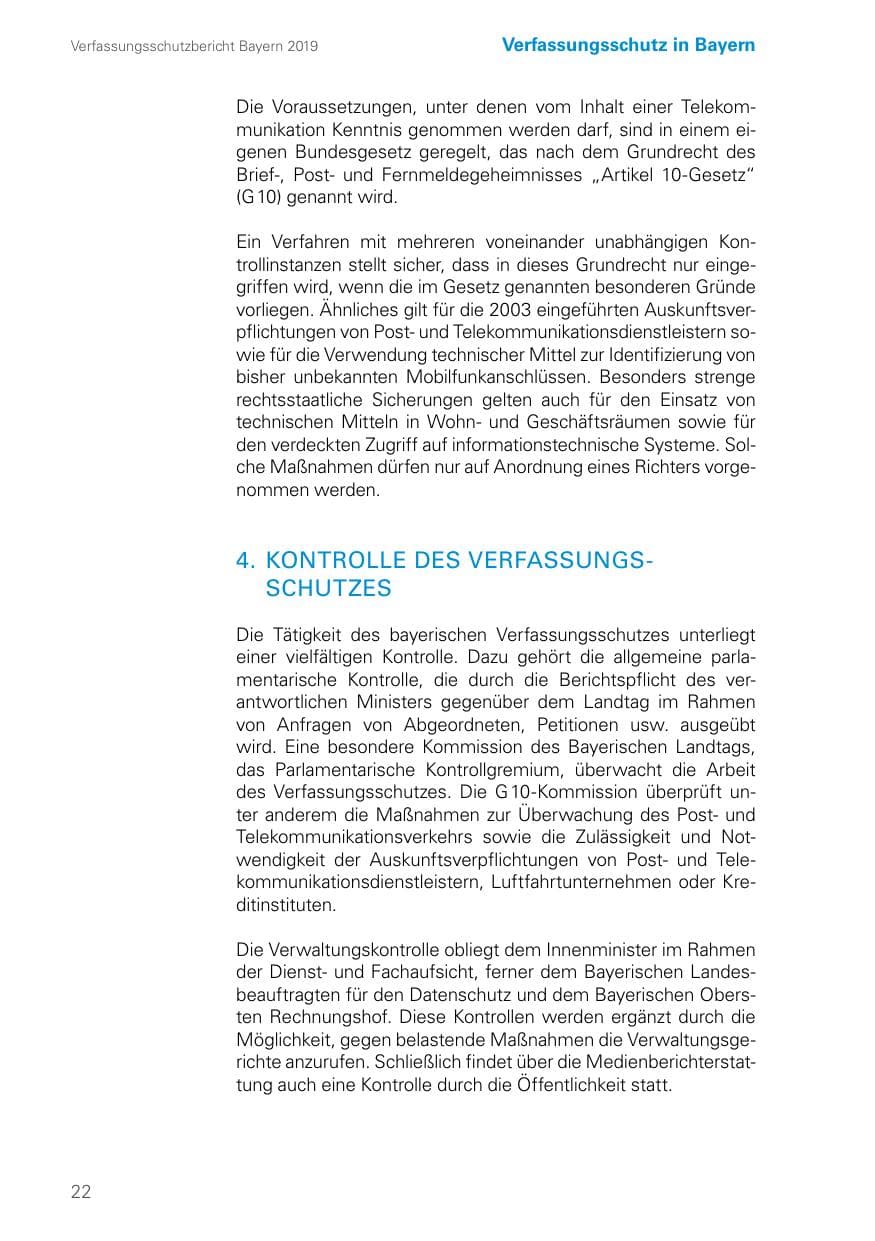 Seite 22 des Verfassungsschutzbericht 2019 Bayern