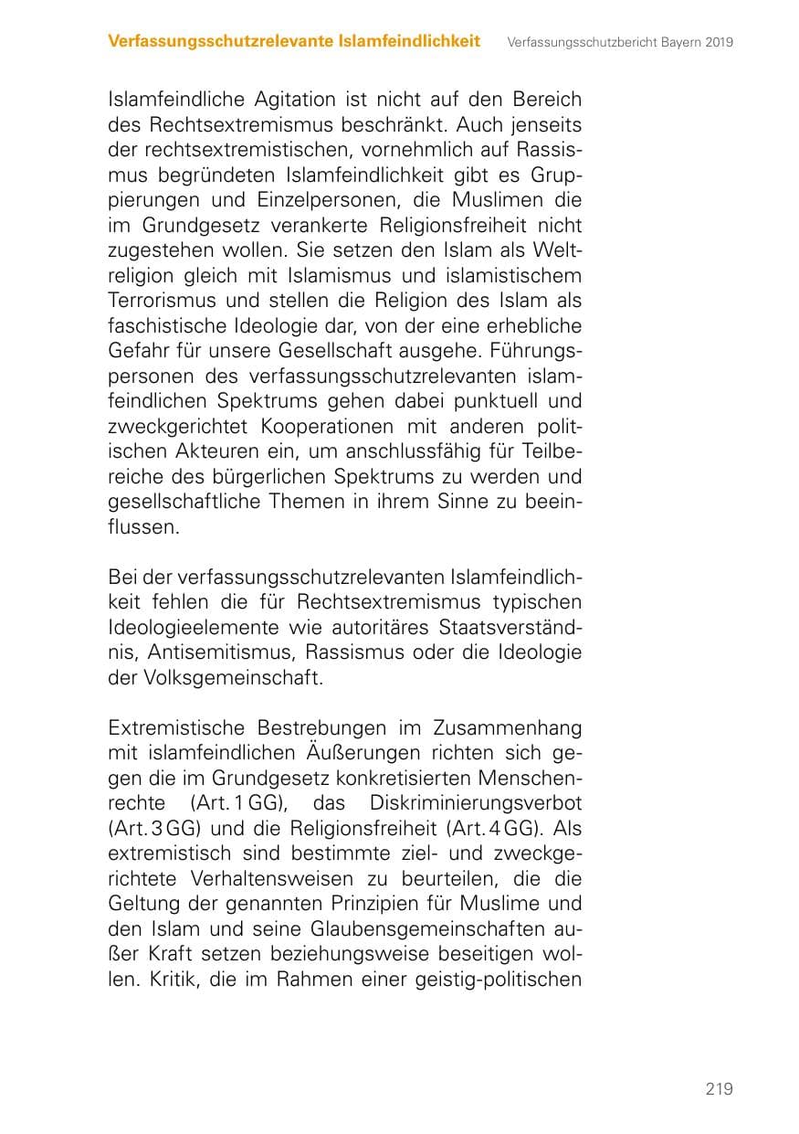 Seite 219 des Verfassungsschutzbericht 2019 Bayern